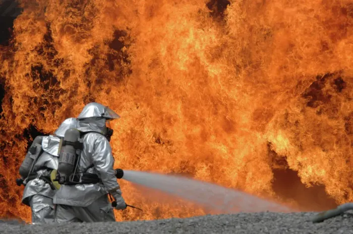 Framed Print : Firemen Neutralize a Fire Print, Shaw Air Force Base