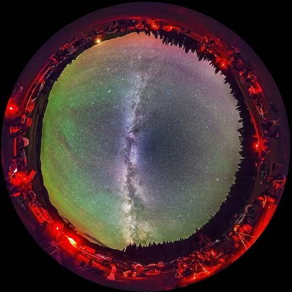 Fish-eye panorama of Milky Way above the Table Mountain Star Party in Washington state