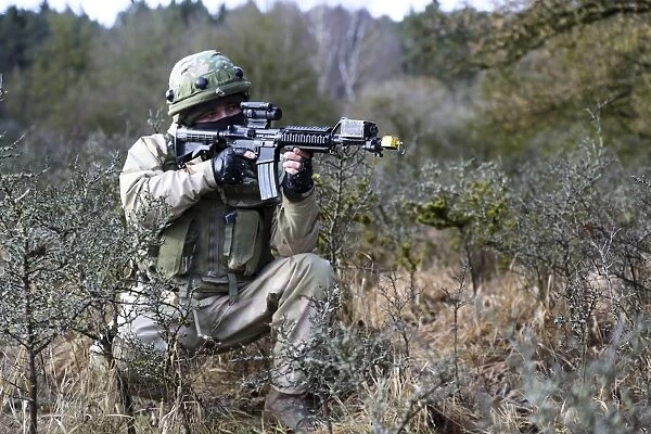 A Georgian soldier provides security in Hohenfels, Germany