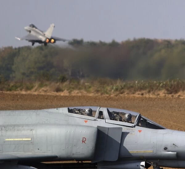 German F-4F Phantom and a French Rafale aircraft, Belgium