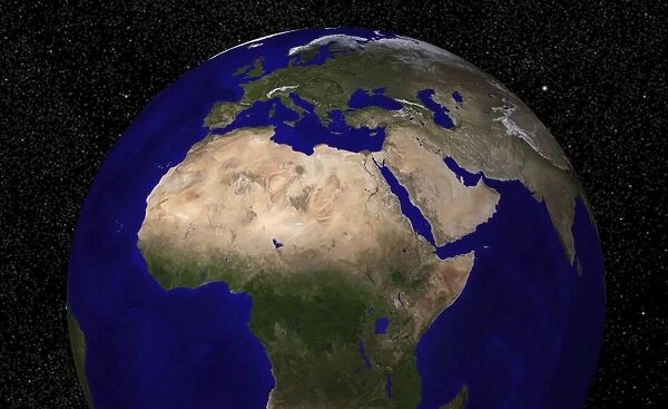 Global view of Earth over North Africa, Europe, the Middle East, and India