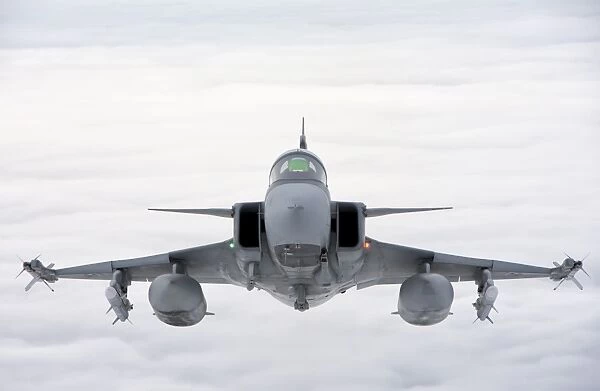 A Hungarian Air Force JAS-39 Gripen over Lithuania