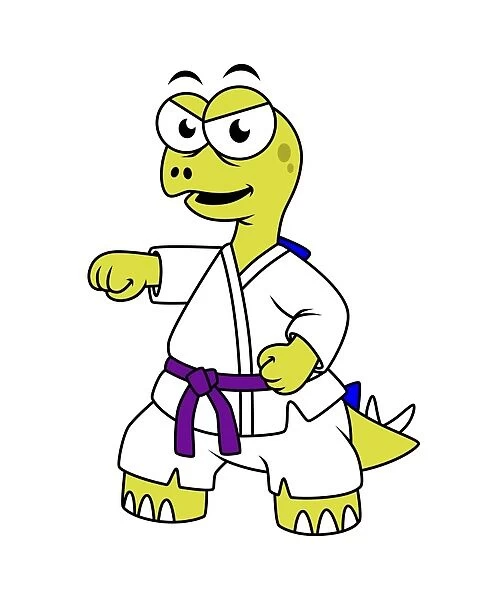 Illustration of a Stegosaurus practicing karate