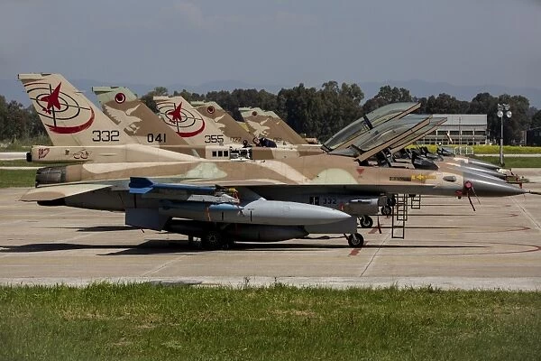 Israeli Air Force F-16`s of three different squadrons
