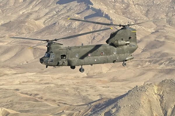 Italian Army CH-47C Chinook helicopter in flight over Afghanistan