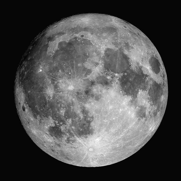 Full Moon. The full moon shot through a hydrogen-alpha filter