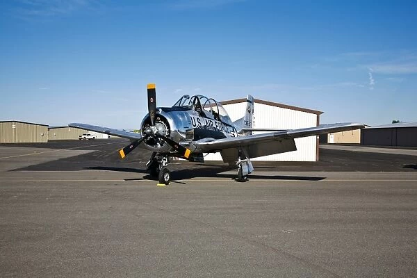 A North American T-28 Trojan military trainer aircraft