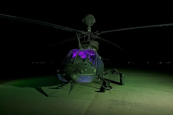 An OH-58D Kiowa helicopter at COB Speicher, Tikrit, Iraq