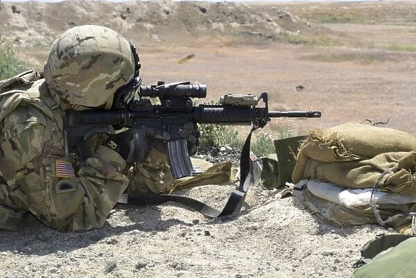 Oregon Army National Guard fires an M4 rifle