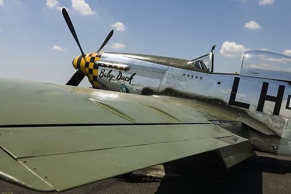 A P-51 Mustang parked on the ramp at East Troy, Wisconsin