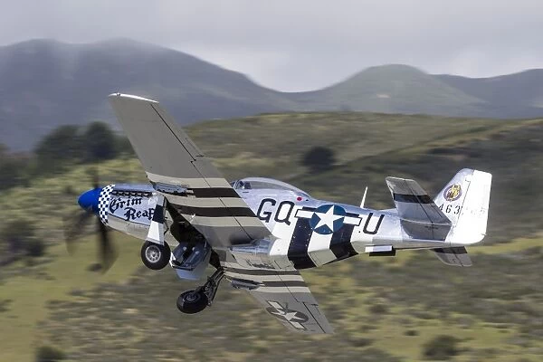 A P-51 Mustang takes off from Half Moon Bay, California