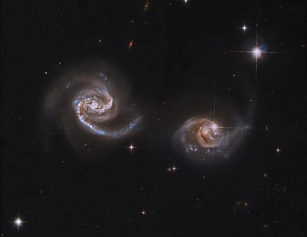 A pair of interacting spiral galaxies with swirling arms