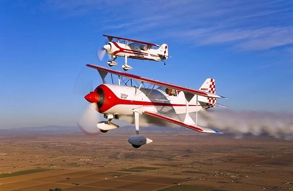 Two Pitts Model 12 aircraft in flight