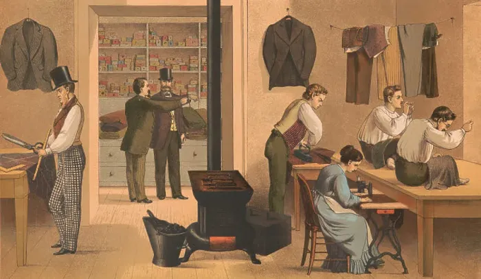 Framed Print : Prang's Aids for Object Teaching Print: Tailor Shop Scene Framed Print : Prang's Aids for Object Teaching Print: Tailor Shop Scene