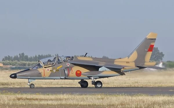 A Royal Moroccan Air Force Alpha Jet taxiing on the runway