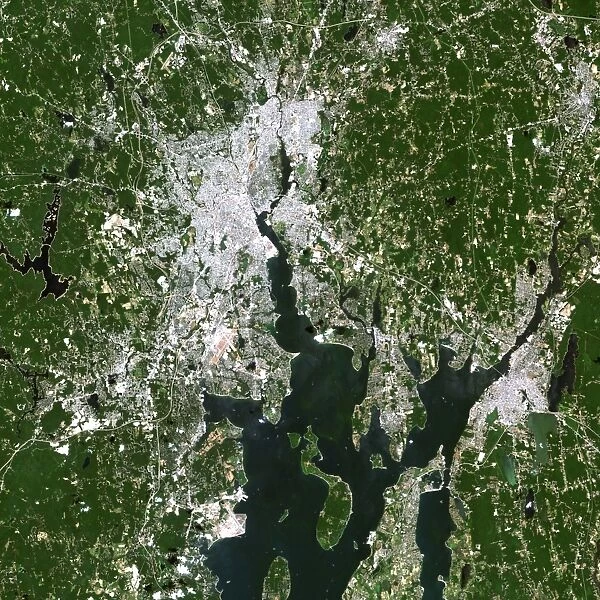 Satellite view of the Pawtucket and Foxborough area in Massachusetts