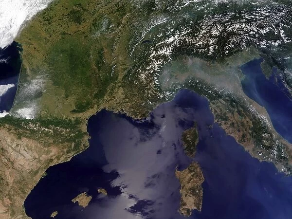 Satellite view of Southern France and Northern Italy