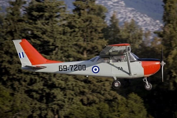 A T-41D trainer aircraft of the Hellenic Air Force flying over Tatoi, Greece