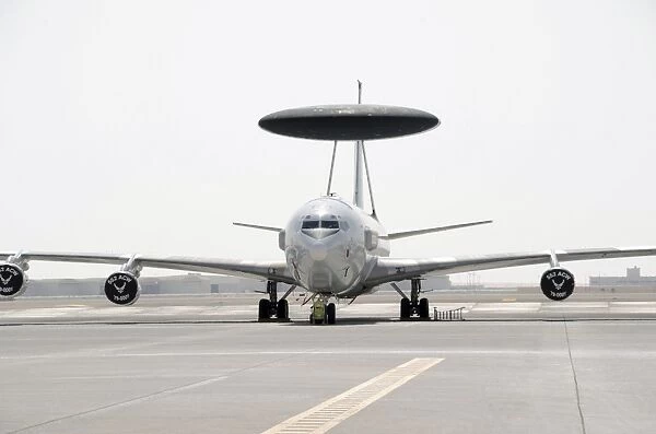 A U. S. Air Force E-3 Sentry airborne warning and control aircraft