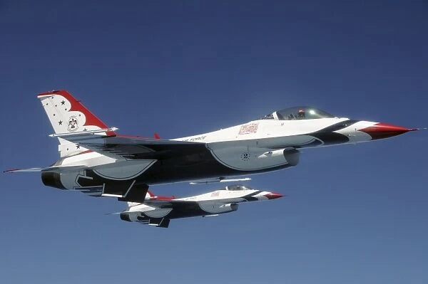 U. S. Air Force F-16 Thunderbirds during an air-to-air refueling mission