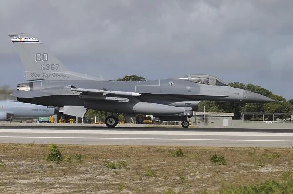 U. S. Air Force F-16C landing at Natal Air Force Base, Brazil