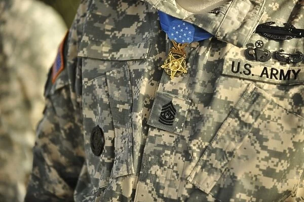 The U. S. Army Medal of Honor is worn by a retired U. S. Soldier