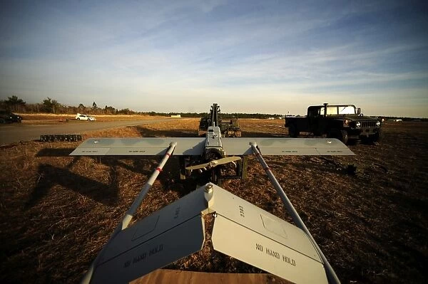 A U. S. Army RQ-7B Shadow unmanned aerial vehicle set for launch