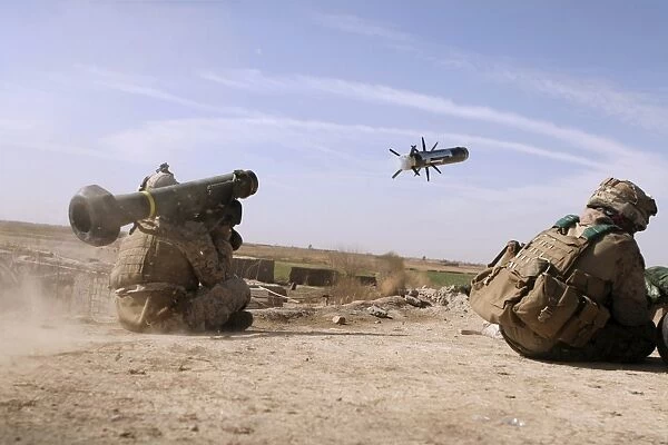 A U. S. Marine fires a Javelin anti-armor missile