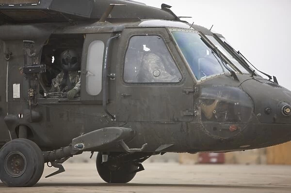 A UH-60 Black Hawk taxis out for a mission over northern Iraq