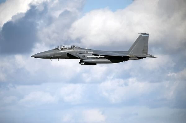 A United States Air Force F-15 Strike Eagle in flight
