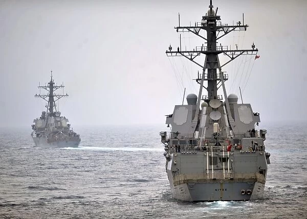 USS Porter and USS Nitze participate in a simulated strait transit exercise