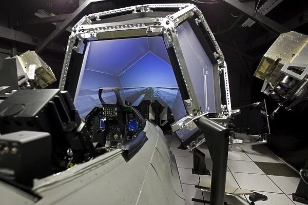 View of one of the F-16 flight simulators
