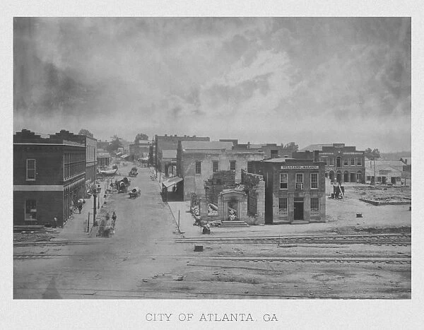 Vintage American Civil War print of the City of Atlanta, Georgia, circa 1863
