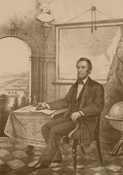 Vintage Civil War print of President Abraham Lincoln