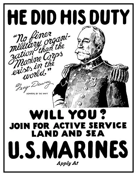 Vintage World War One poster of Admiral George Dewey