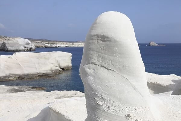 White tuff formations sculpted by erosion, Sarakiniko beach, Milos, Greece