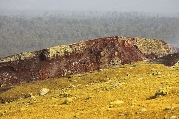 Yellow sulphurous deposits, Nyamuragira Volcano