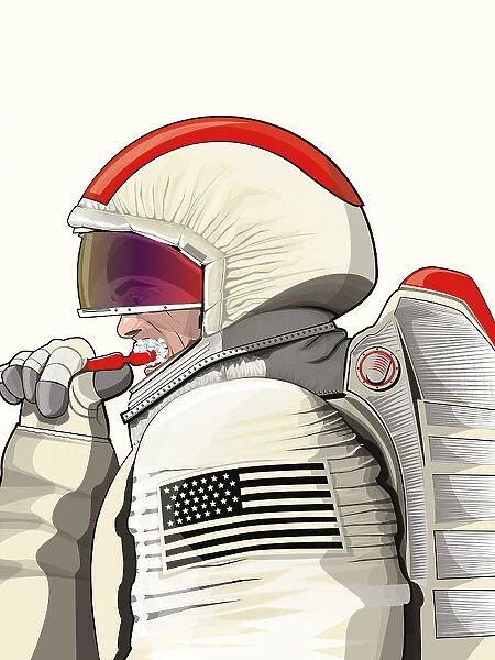 Astronaut Cleaning Teeth