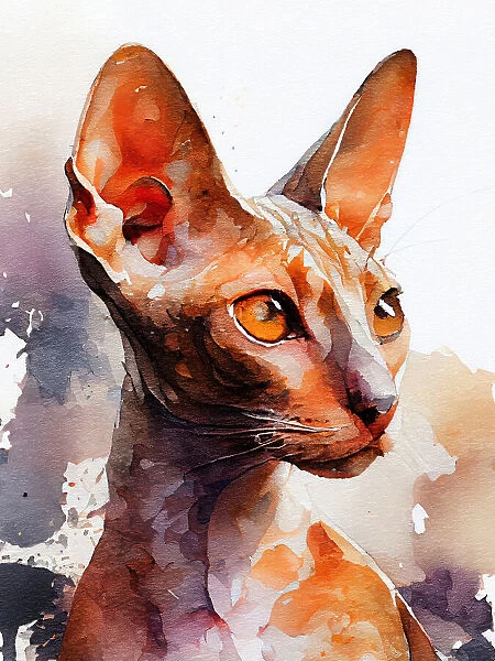 Cat watercolor painting animal