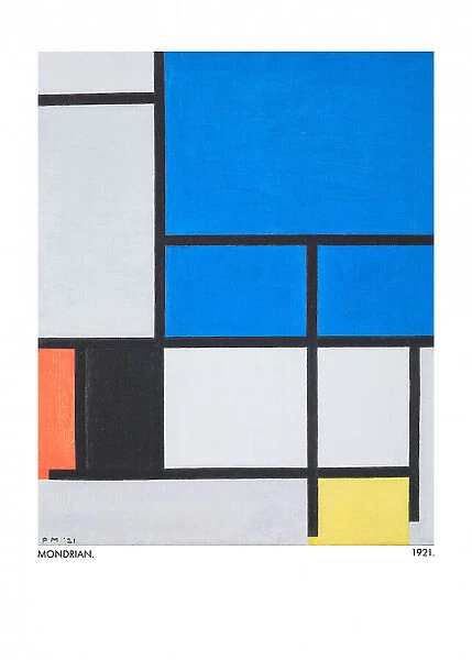 Composition with Large Blue Plane, Red, Black, Yellow, and Gray 1921