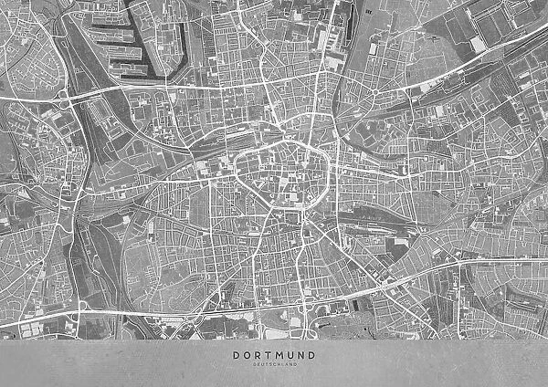 Gray vintage map of Dortmund Germany
