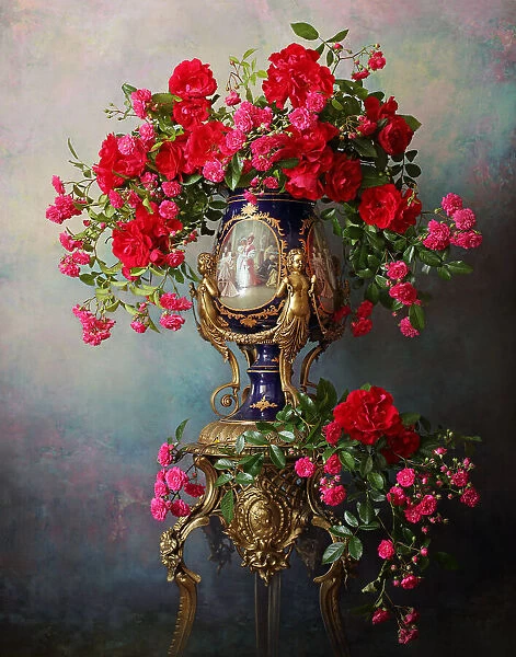 Still life with red roses
