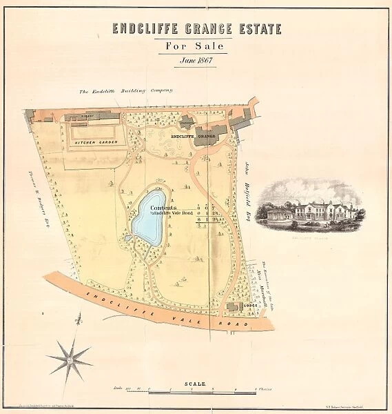 Sale plan for the Endcliffe Grange Estate, Endcliffe Vale Road, 1867