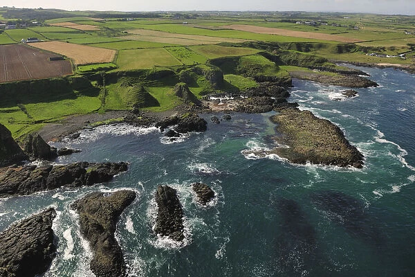 Aerial view to the west of Portbraddan on the north coast of County Antrim