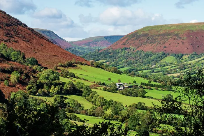 Framed Print : Print of Lowland Fields in the Vale of Ewyas, Llanthony Framed Print : Print of Lowland Fields in the Vale of Ewyas, Llanthony