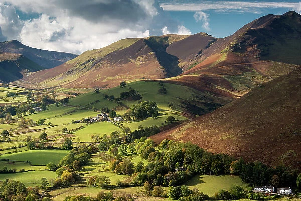 Newlands Valley and Causey Pike, Lake District National Park, Cumbria, England, UK. October 2012