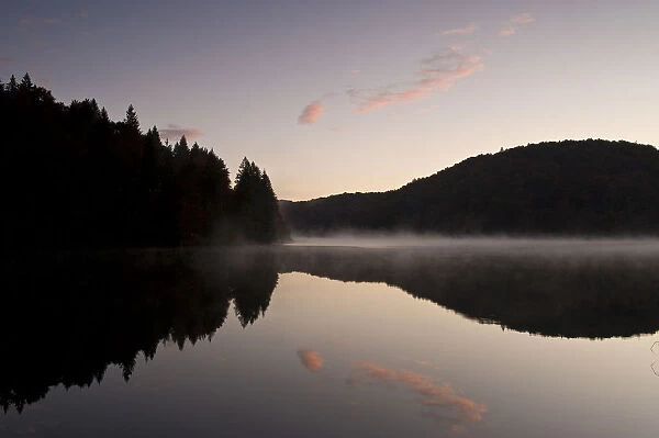 Proscansko lake near Ljeskovac village at dawn, Upper Lakes, Plitvice Lakes National Park