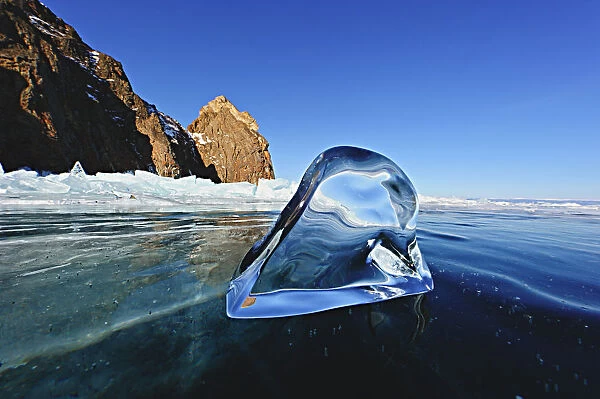 Transparent ice formation on Lake Baikal, Siberia, Russia, March 2012