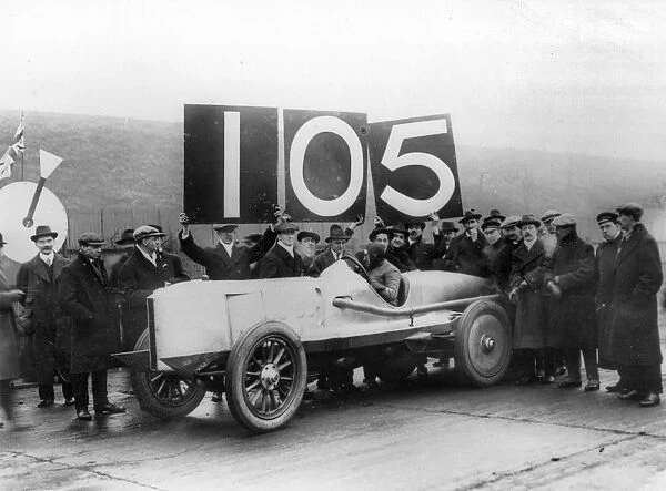 1913 Percy Lambert in Talbot Special 25hp at Brooklands, breaks 103 miles in 1 hour record