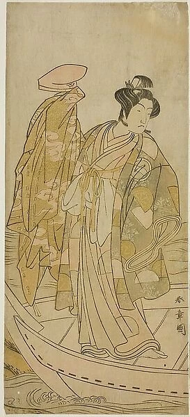 The Actor Ichikawa Monnosuke II as Minamoto no Yorinobu in the Play Kikujido Shuen no... c. 1775. Creator: Shunsho